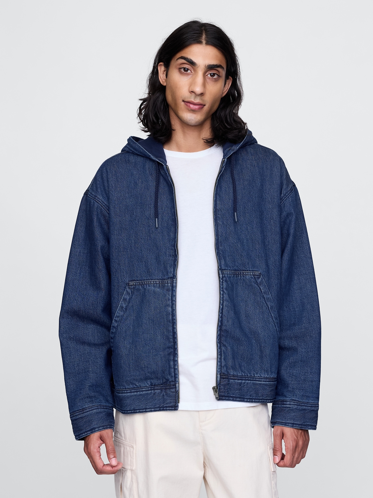 Oversized Lined Denim Hoodie