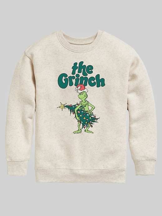 Image number 1 showing, Kids Dr Seuss the Grinch Christmas Tree Crew Fleece Graphic Sweatshirt