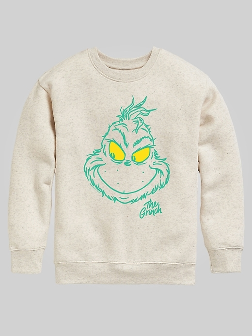 Image number 1 showing, Kids Dr Seuss the Grinch Face Crew Fleece Graphic Sweatshirt