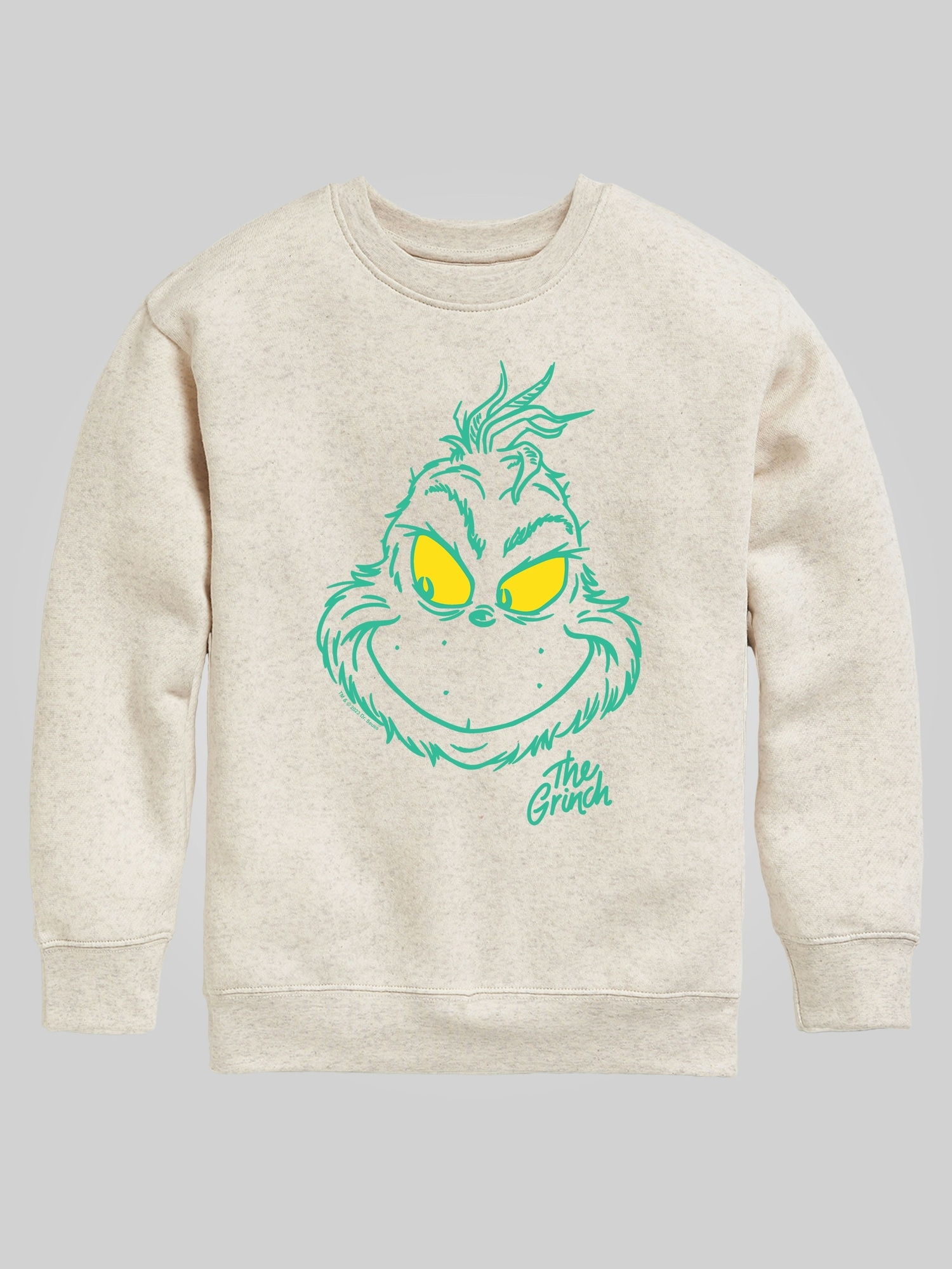 Kids Dr Seuss the Grinch Face Crew Fleece Graphic Sweatshirt