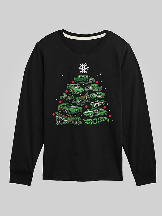 Image number 1 showing, Kids Hot Wheels Car Christmas Tree Long Sleeve Graphic Tee