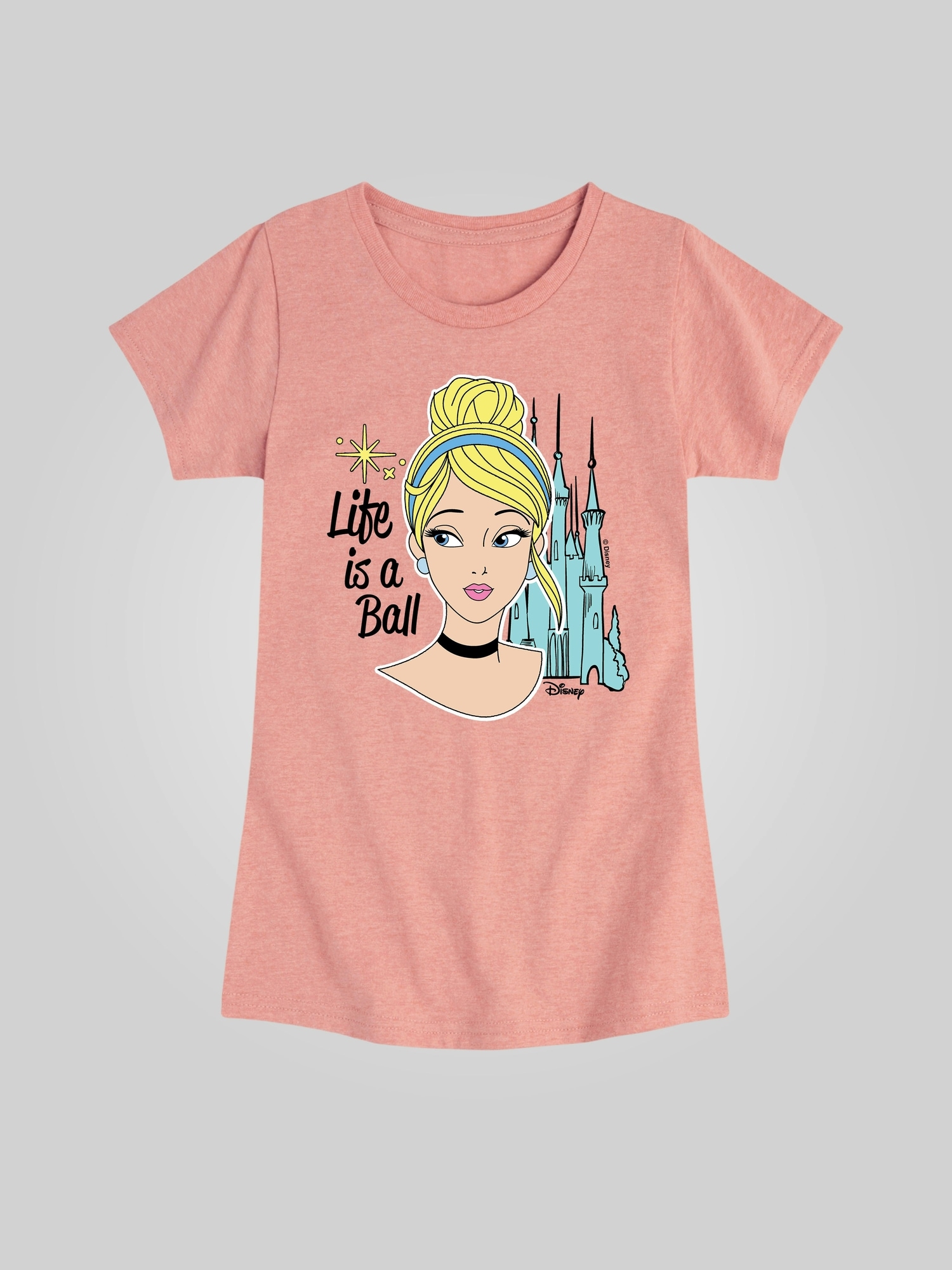 Kids Disney Princess Cinderella Life Is a Ball Fitted Short Sleeve Graphic Tee