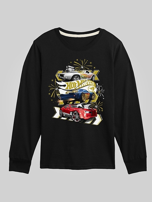 Image number 1 showing, Kids Hot Wheels New Years Fire Works Long Sleeve Graphic Tee