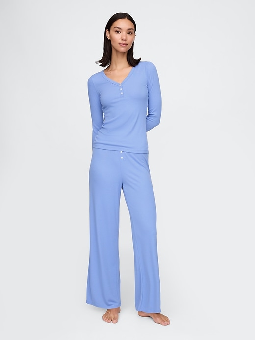 Image number 1 showing, Mini Rib Wide-Leg PJ Pants