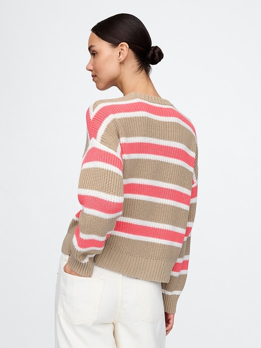 Image number 3 showing, 100% Cotton Shaker-Stitch Crewneck Sweater