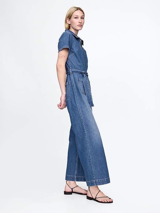 Image number 3 showing, Belted Denim Jumpsuit