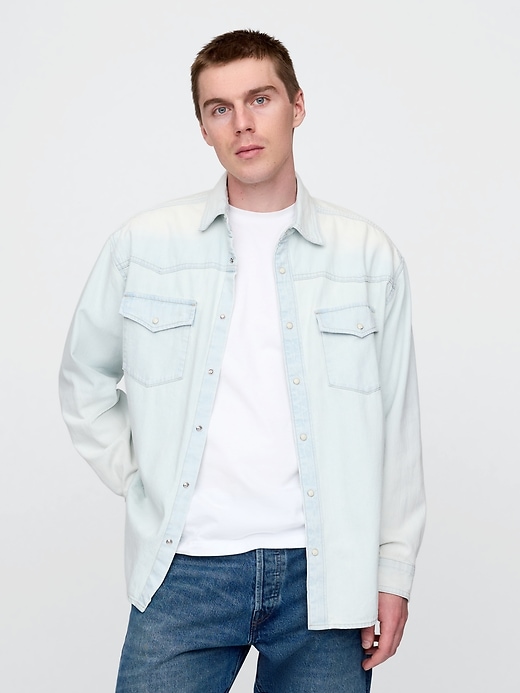 Image number 1 showing, Denim Western Big Shirt