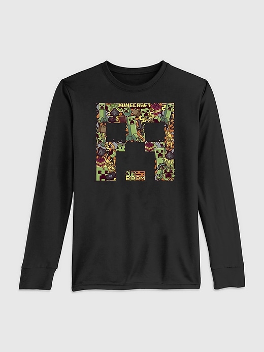 Image number 1 showing, Kids Minecraft Creeper Face Graphic Long Sleeve T-Shirt