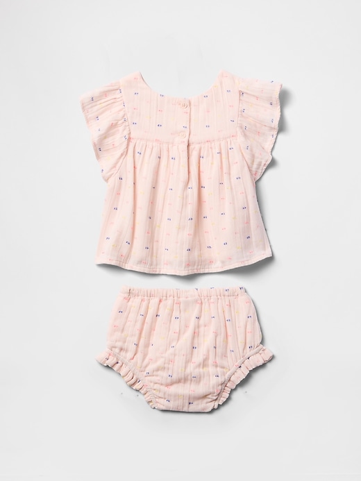 Image number 2 showing, Baby Crinkle Gauze Ruffle Outfit Set