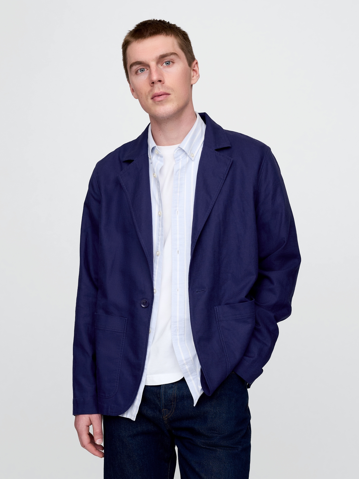 Relaxed Linen-Cotton Blazer