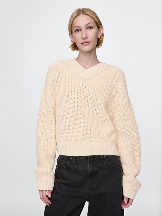 Image number 1 showing, Shaker-Stitch V-Neck Sweater