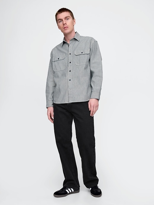 Image number 2 showing, Denim Stripe Big Shirt