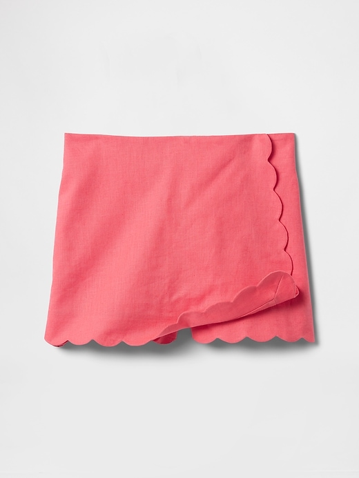 Image number 4 showing, Kids Linen-Cotton Scalloped Wrap Skort