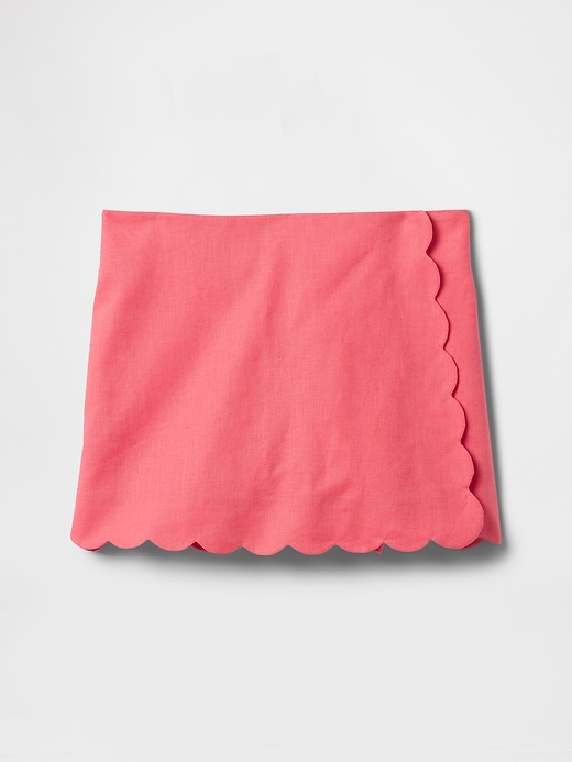 Image number 2 showing, Kids Linen-Cotton Scalloped Wrap Skort