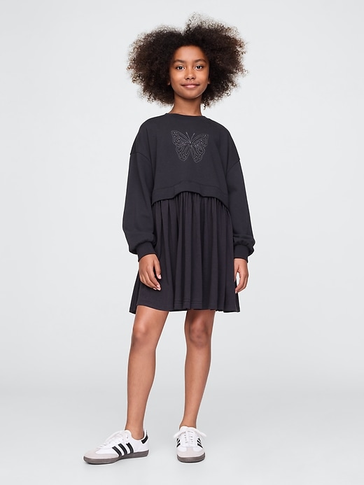 Image number 1 showing, Kids 2-in-1 Vintage Soft Sweatshirt Dress