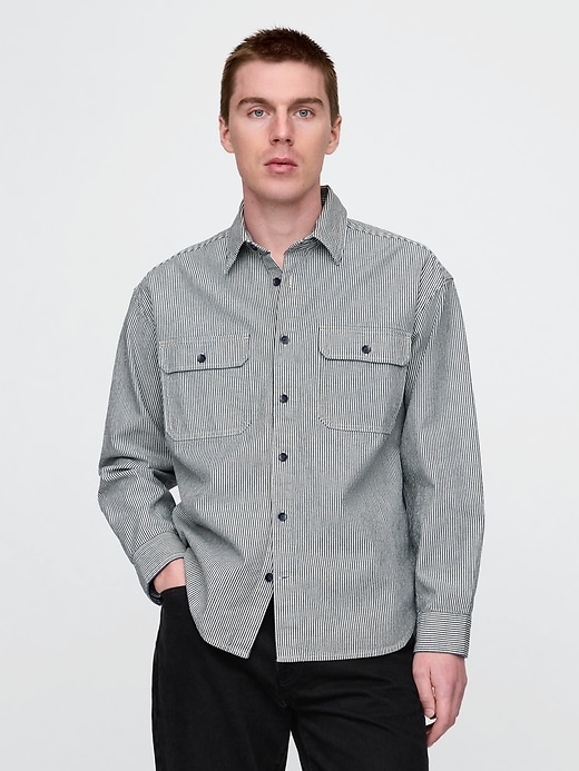 Image number 1 showing, Denim Stripe Big Shirt