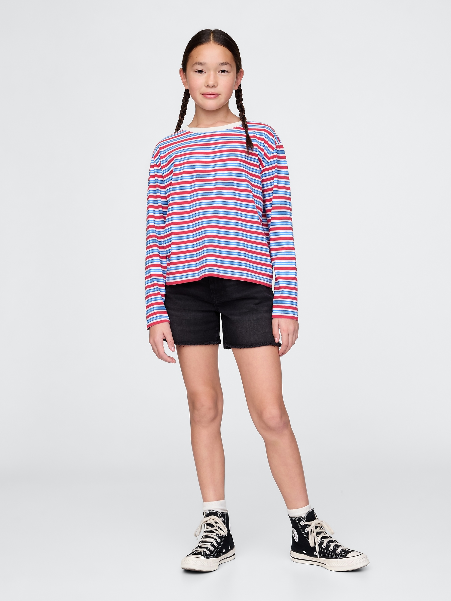 Kids Midi Denim Shorts - Black