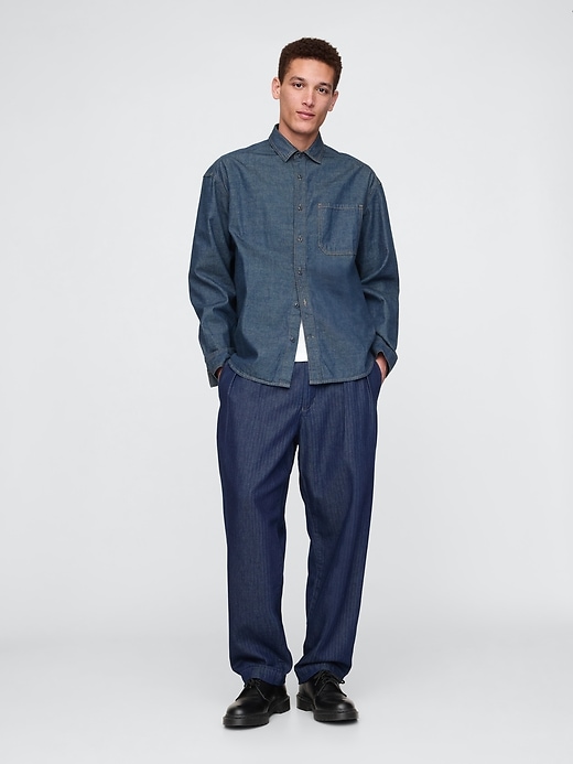 Image number 1 showing, UltraSoft Denim Herringbone Trousers