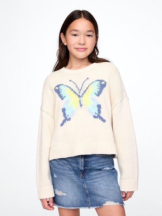 Image number 1 showing, Kids Boxy Butterfly Sweater