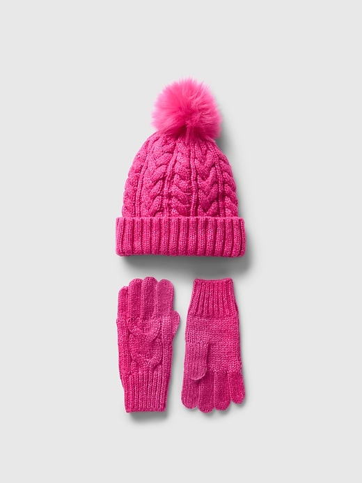 Image number 1 showing, Kids Cable-Knit Beanie and Glove Set