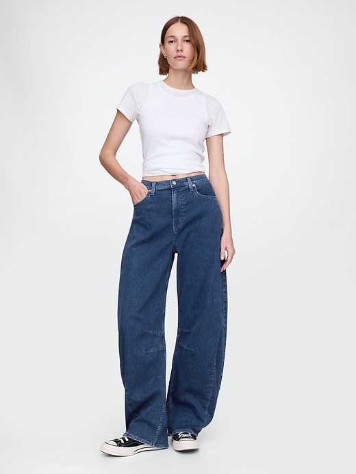 Image number 1 showing, High Rise Knit Horseshoe Jeans