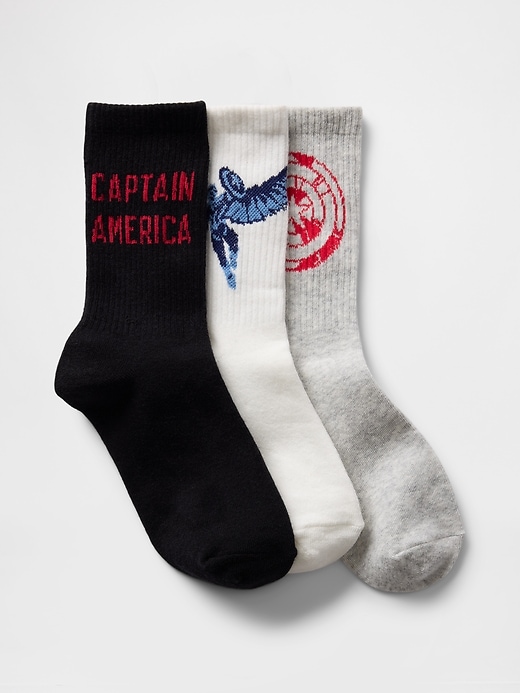 View large product image 1 of 1. Kids Marvel Captain America Crew Socks (3-Pack)