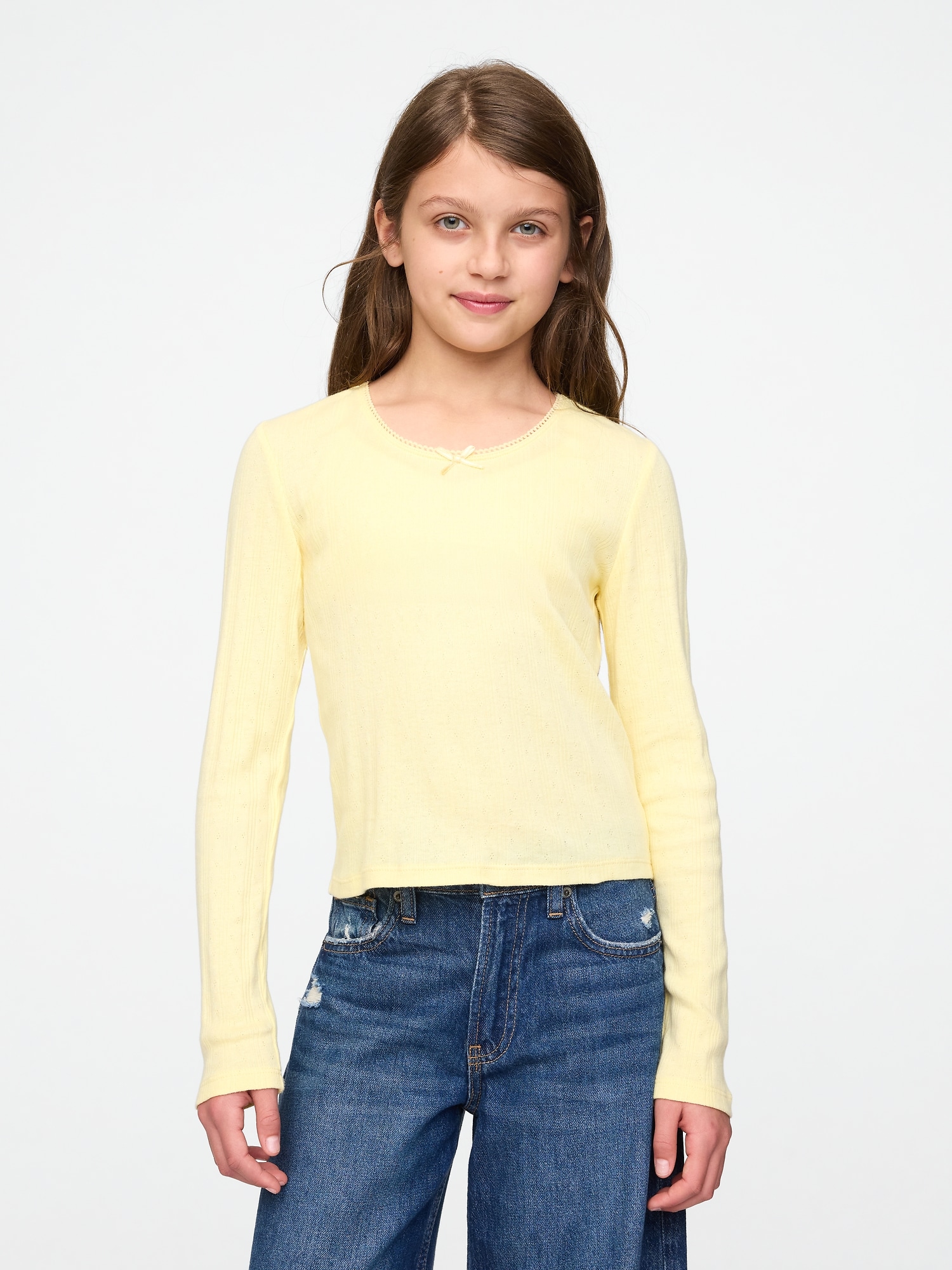 Kids Pointelle T-Shirt - Yellow