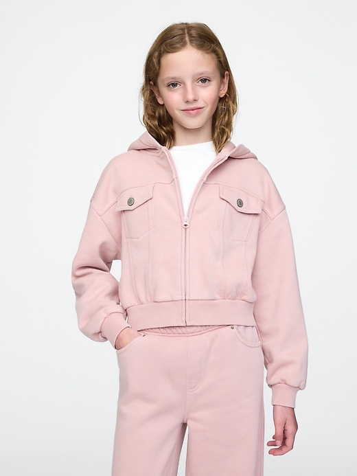 Image number 1 showing, Kids VintageSoft Cropped Zip Hoodie