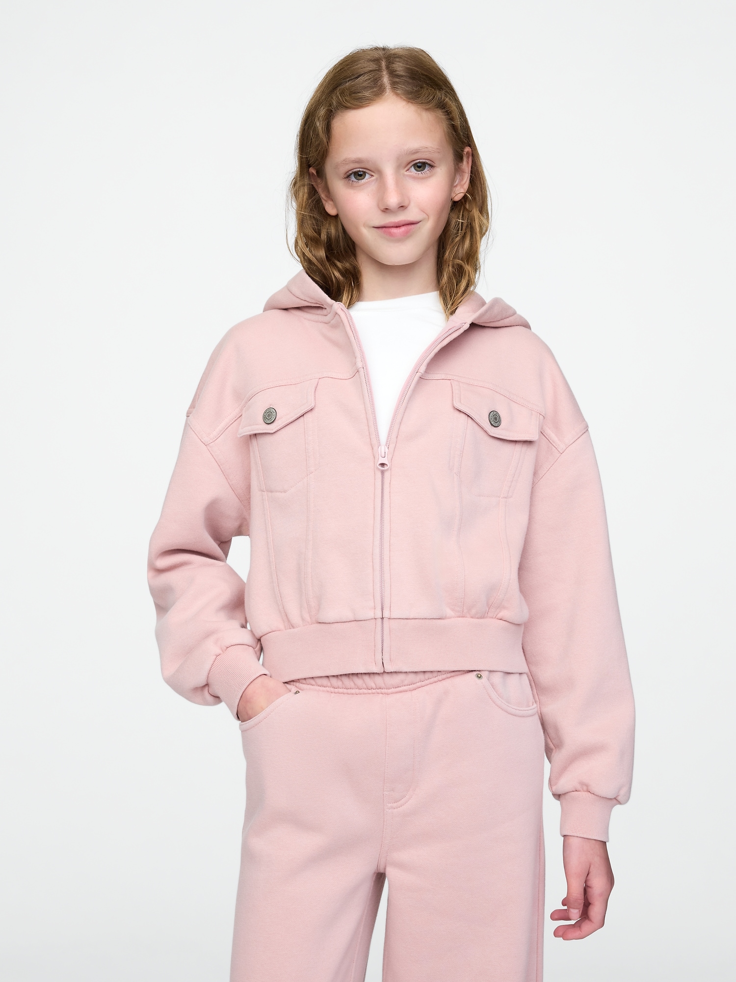 Kids VintageSoft Cropped Zip Hoodie