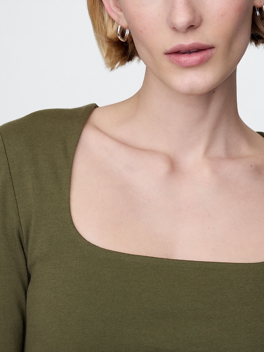 Image number 4 showing, CloseKnit Jersey Square-Neck Top