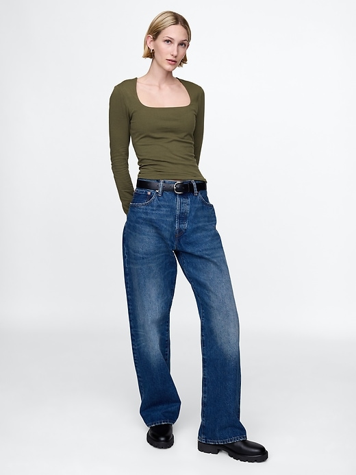 Image number 3 showing, CloseKnit Jersey Square-Neck Top