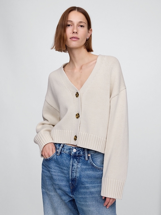 Image number 1 showing, Cropped V-Neck Cardigan