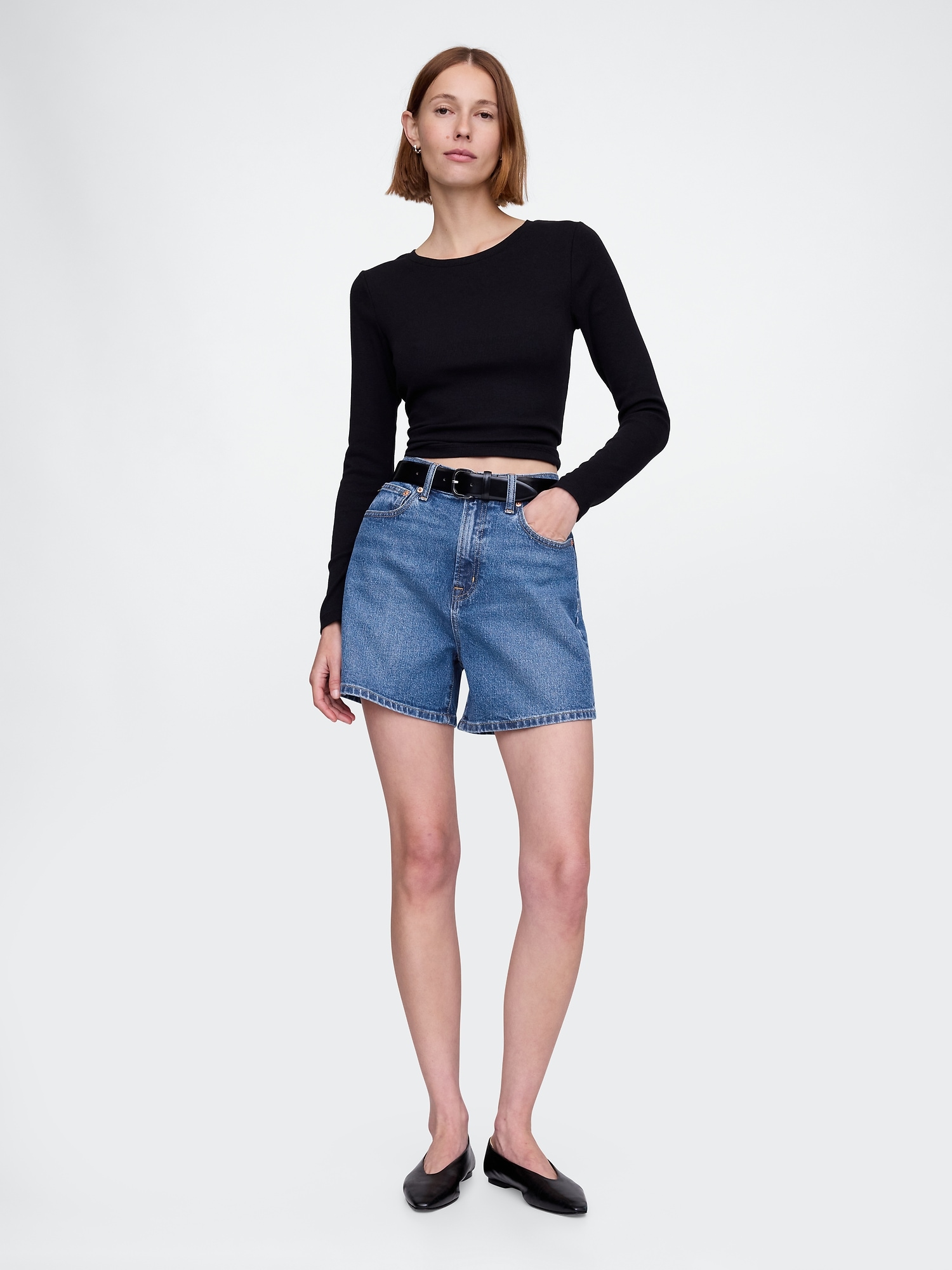 4.75" High Rise A-Line Denim Short