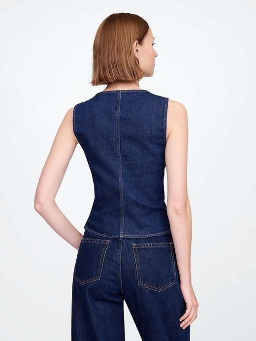 Image number 2 showing, Square-Neck Denim Top