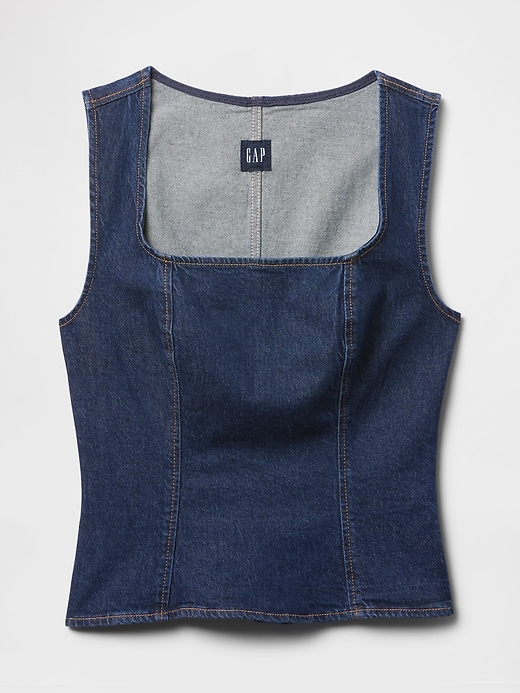 Image number 5 showing, Square-Neck Denim Top