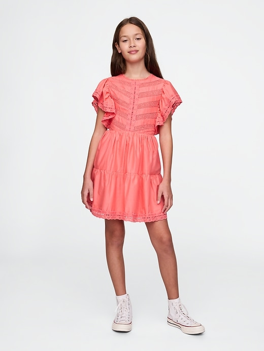 Image number 1 showing, Kids Lace Tiered Ruffle Dress