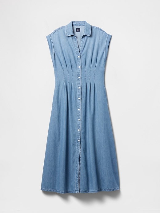 Image number 7 showing, Denim Pleated Maxi Shirtdress