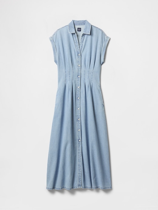 Image number 7 showing, Denim Pleated Maxi Shirtdress