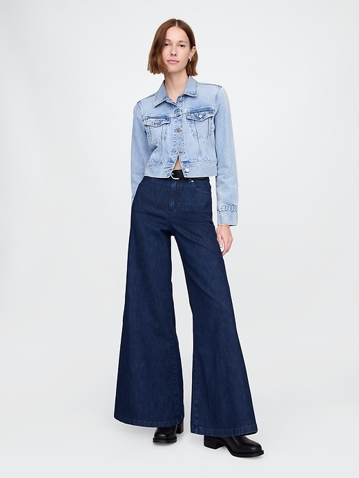 Image number 1 showing, High Rise Knit Relaxed Flare Jeans