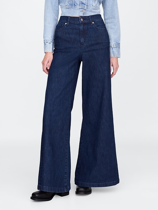 Image number 2 showing, High Rise Knit Relaxed Flare Jeans