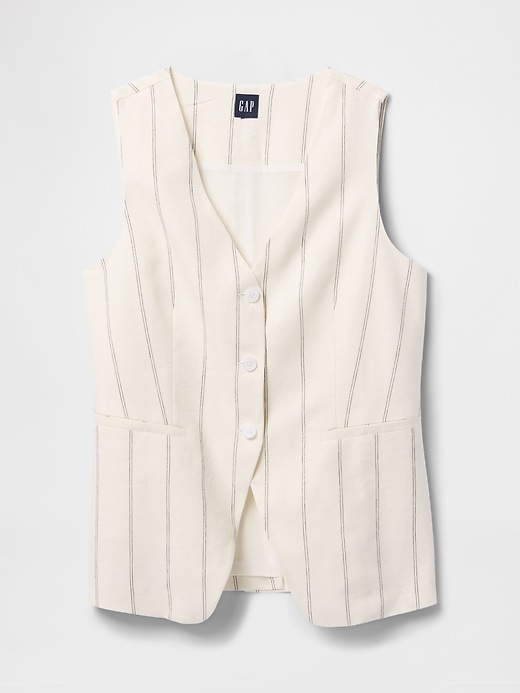 Image number 5 showing, Linen-Blend Longline Vest