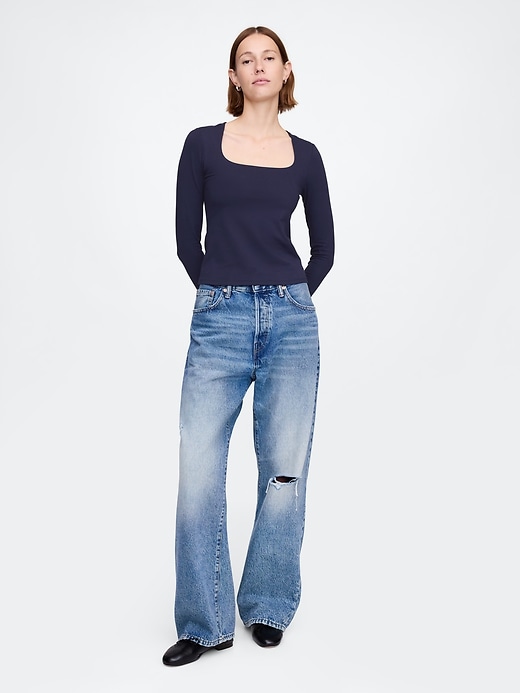 Image number 3 showing, CloseKnit Jersey Square-Neck Top