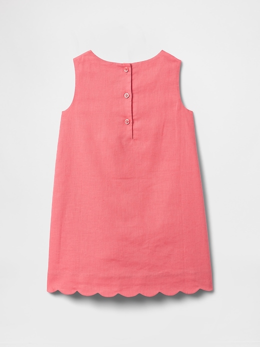 Image number 3 showing, Baby & Toddler Linen-Cotton Scalloped Shift Dress