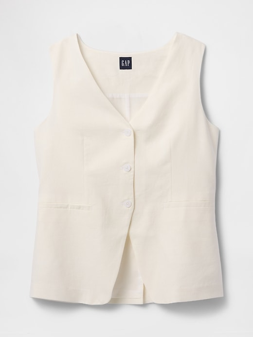 Image number 4 showing, Linen-Blend Longline Vest