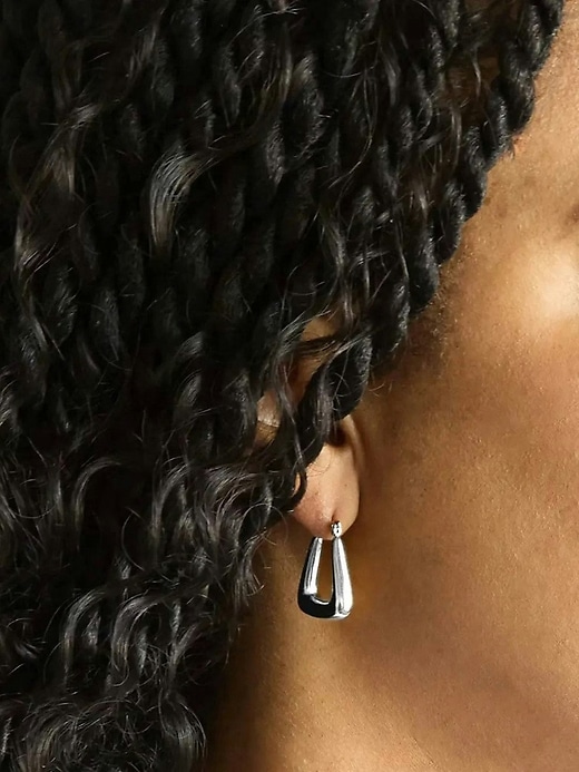 Image number 3 showing, Silver Triangle Hoop Earrings