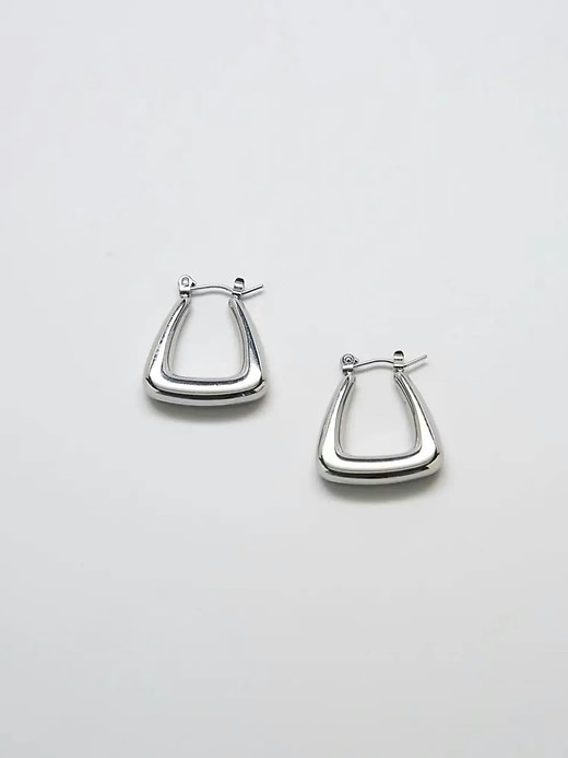 Image number 1 showing, Silver Triangle Hoop Earrings