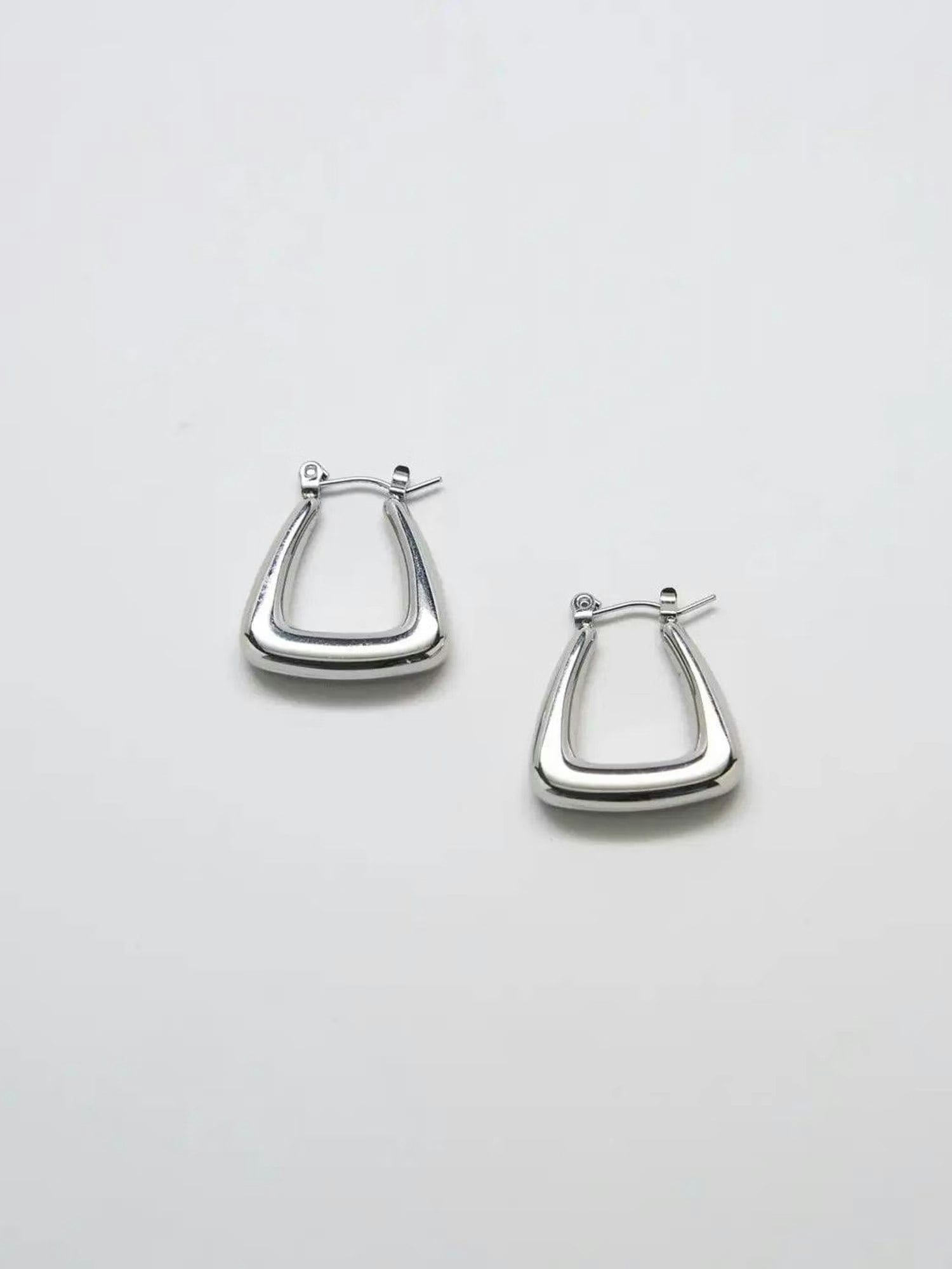 Silver Triangle Hoop Earrings