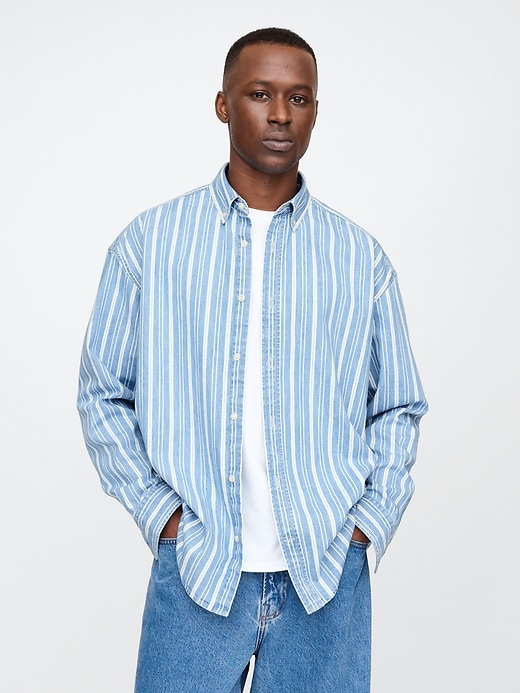 Image number 1 showing, Denim Stripe Big Shirt