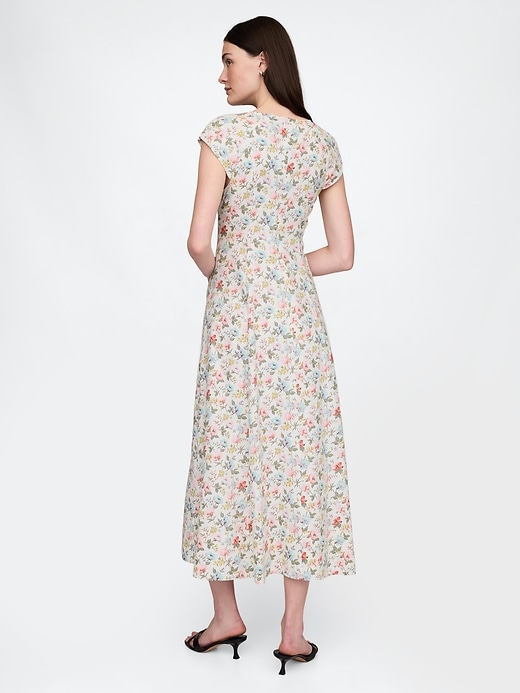 Image number 2 showing, Linen-Blend Cap-Sleeve Maxi Dress