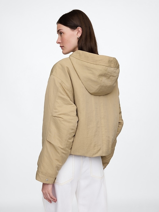 Image number 3 showing, Hooded Nylon Cropped Jacket